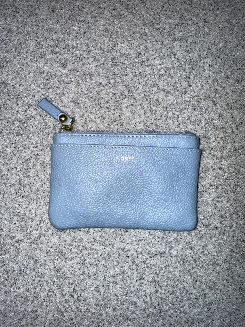 Lodis small blue leather zipper coin pouch wallet blue